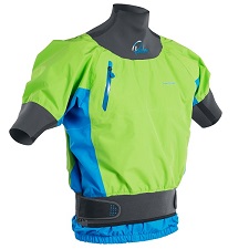 Palm Zenith Short Sleeve Cag in lime and Ocean Perfect for Whitewater and Playboating in the Summer 