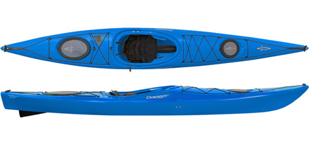 Dagger Stratos touring, surfing and rock hopping short plastic sea kayak in Blue