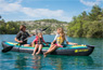 Family paddling on the 3 seater Sevylor Ottawa inflatable kayak